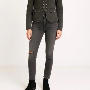 MOTHER Women’s 27 Gray Looker Ankle Fray Raw Hem Minimal Grunge Denim (31x27.5)